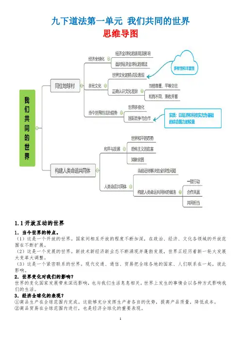 九年级下册(2023年中考历史适用)中考道德与法治必背知识手册