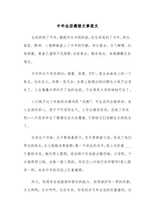 中年生活感悟文章范文（2篇）