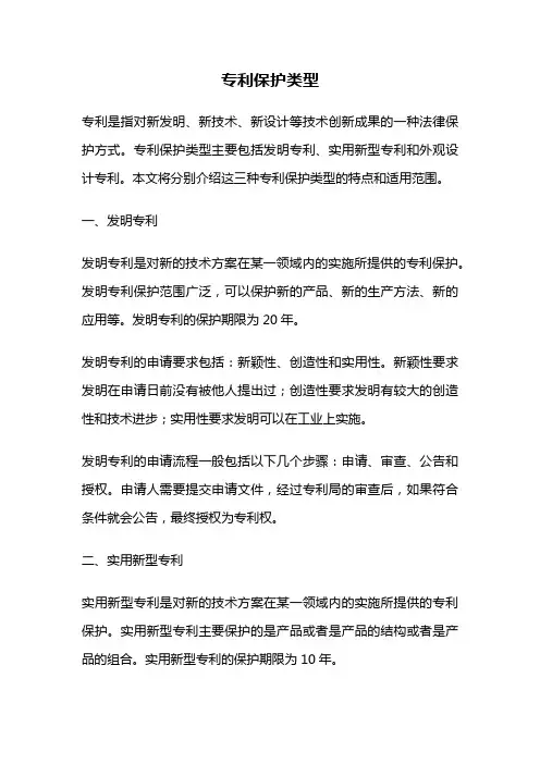 专利保护类型