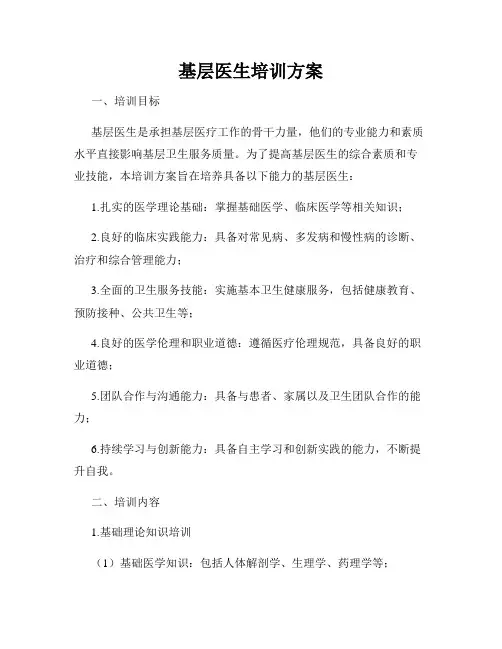 基层医生培训方案
