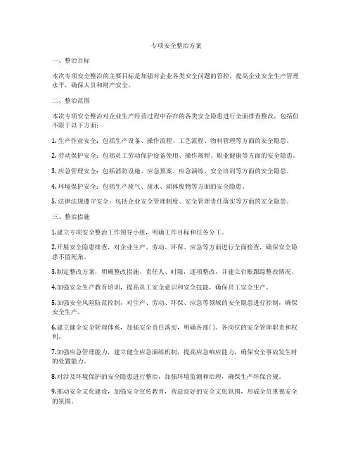 专项安全整治方案