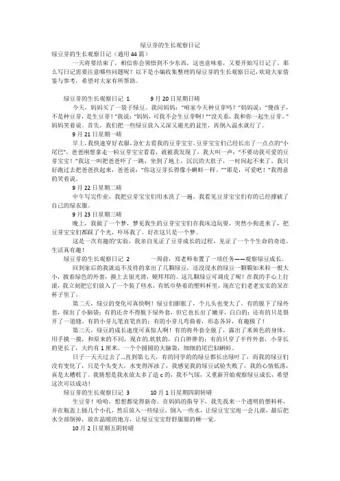 绿豆芽的生长观察日记