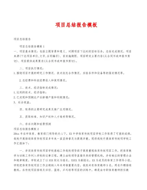 项目总结报告模板