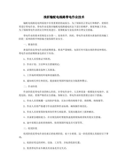 浅析输配电线路带电作业技术