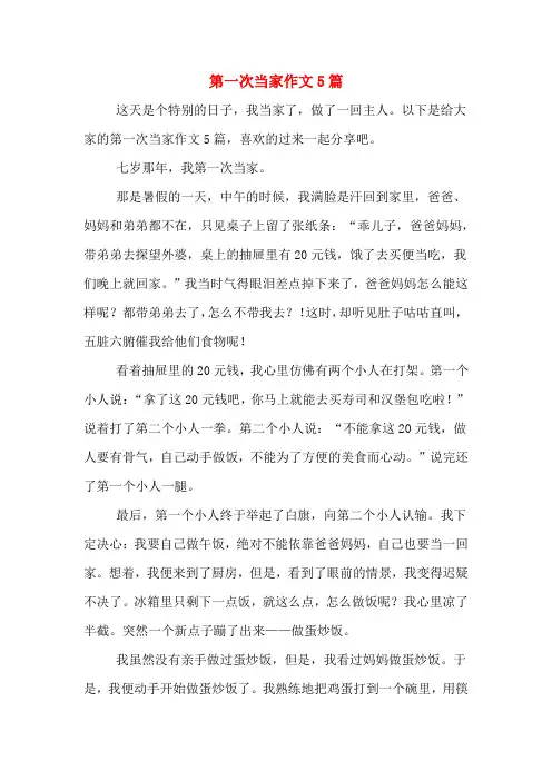 第一次当家作文5篇