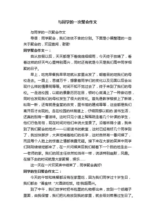 与同学的一次聚会作文