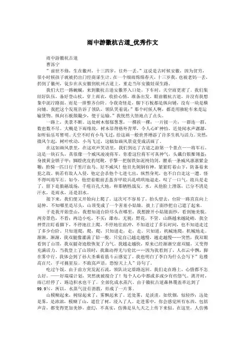雨中游徽杭古道_优秀作文.doc