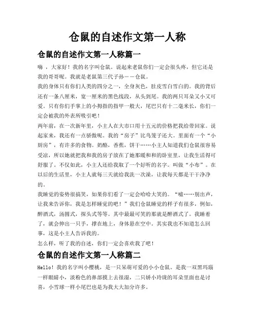 仓鼠的自述作文第一人称