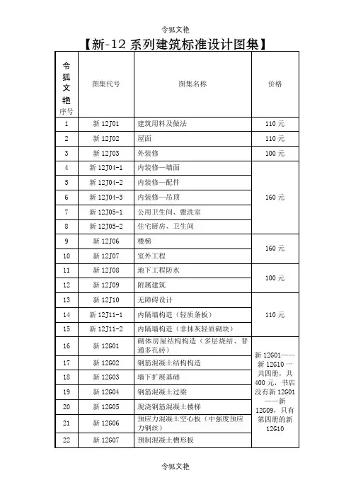 新-12系列建筑标准设计图集之令狐文艳创作