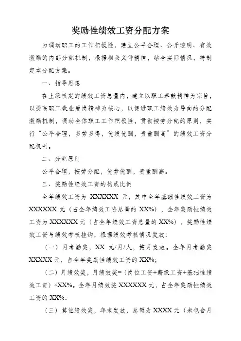 2015年奖励绩效分配方案