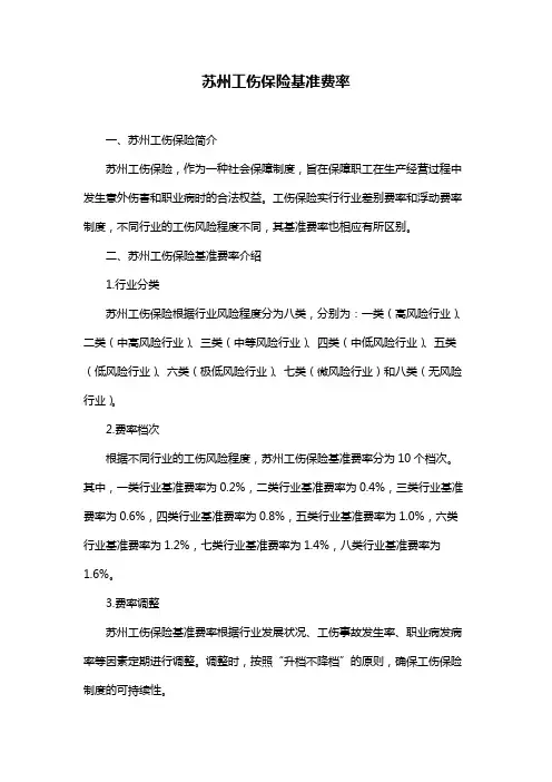 苏州工伤保险基准费率
