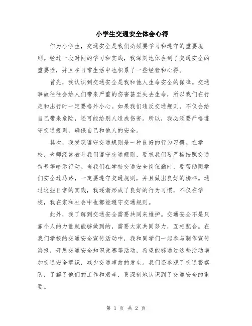 小学生交通安全体会心得