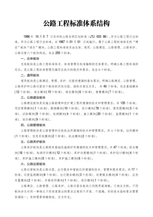 公路自然区划标准(JTJ 003 86)原文+标准体系结构