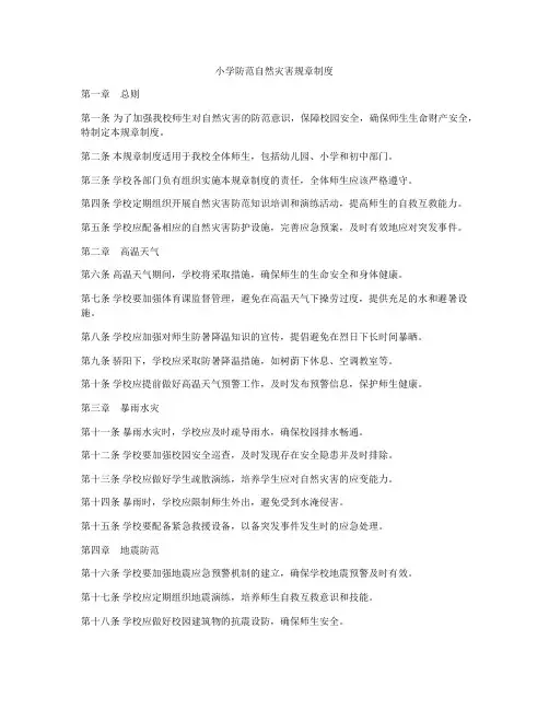 小学防范自然灾害规章制度