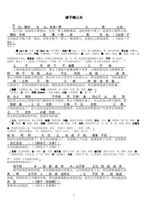 《诸子喻山水》全文翻译