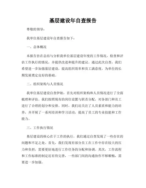 基层建设年自查报告