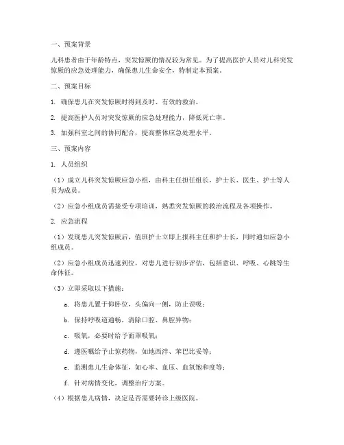 儿科突发惊厥应急预案