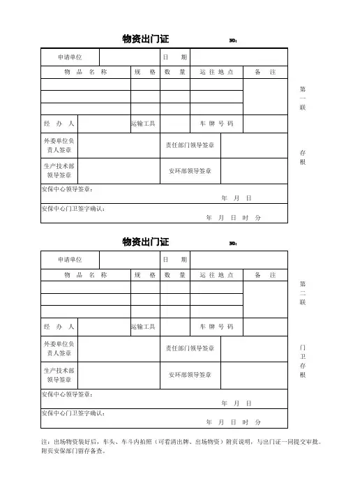 物资出门证
