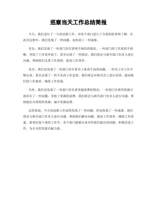 巡察当天工作总结简报