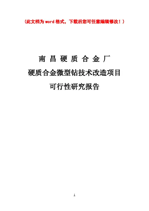 (强烈推荐)南昌硬质合金厂硬质合金微型钻技术改造项目研究报告