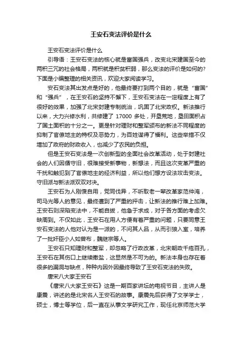 王安石变法评价是什么