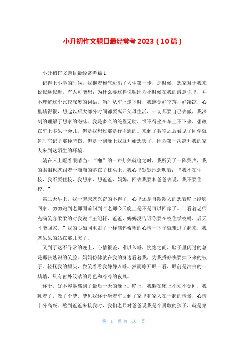 小升初作文题目最经常考2023(10篇)