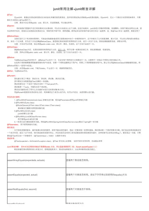 junit常用注解+junit断言详解