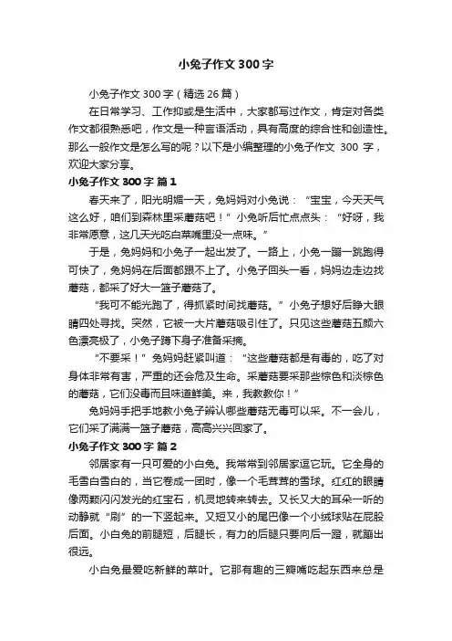 小兔子作文300字（精选26篇）