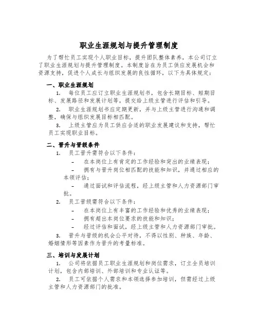 职业生涯规划与提升管理制度