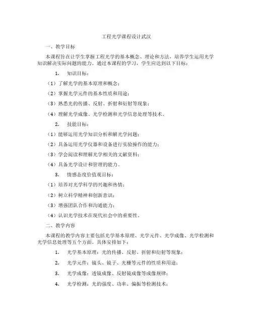 工程光学课程设计武汉
