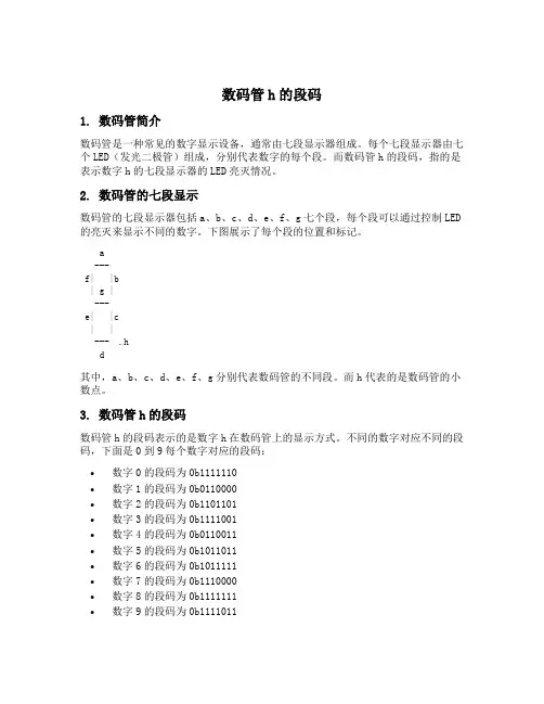 数码管h的段码