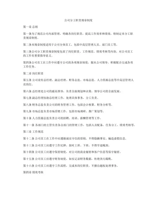 公司分工职责规章制度