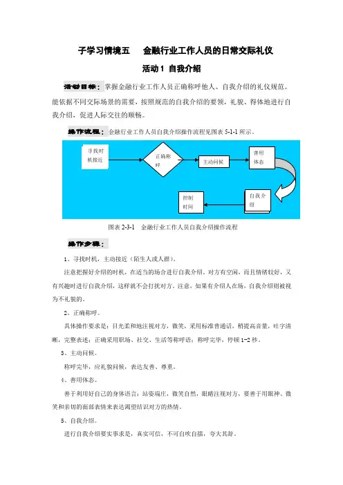 金融服务礼仪项目五金融行业日常交际礼仪1