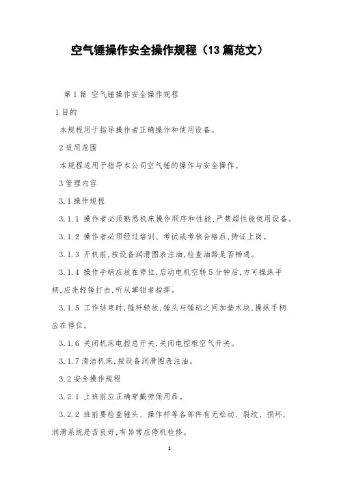 空气锤操作安全操作规程(13篇范文)