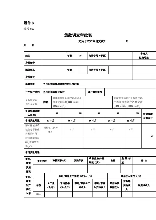 贷款申请表