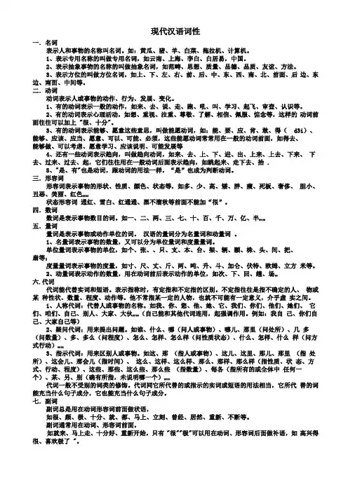现代汉语词性及专题训练