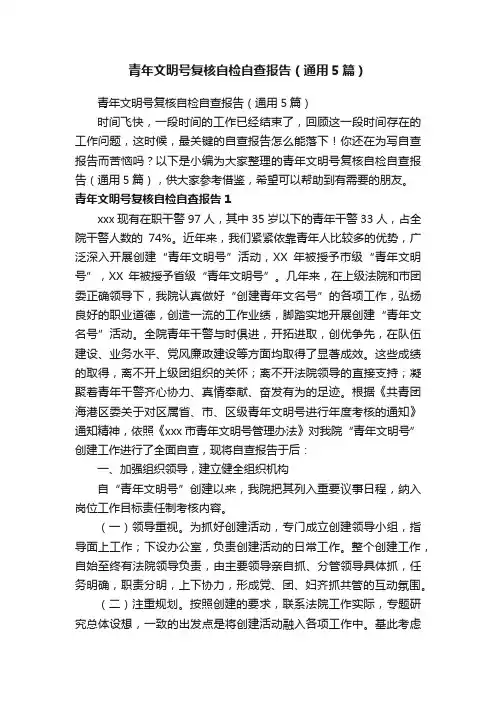 青年文明号复核自检自查报告（通用5篇）