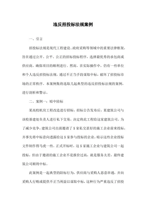 违反招投标法规案例