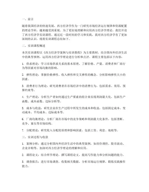 西方经济学实训课总结报告