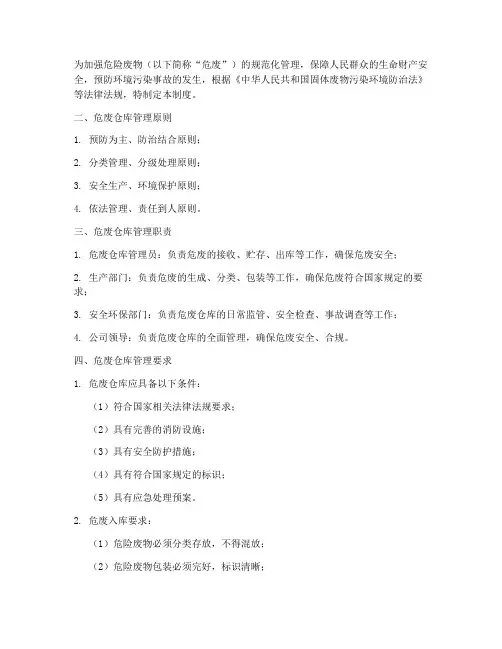 危废仓库管理制度标识