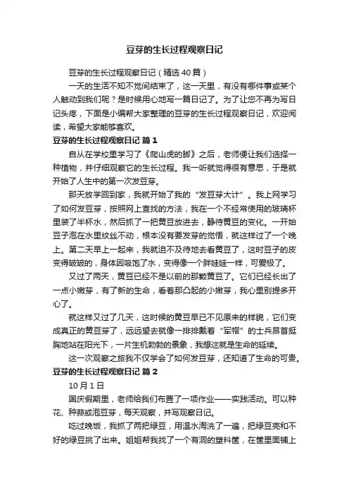 豆芽的生长过程观察日记（精选40篇）