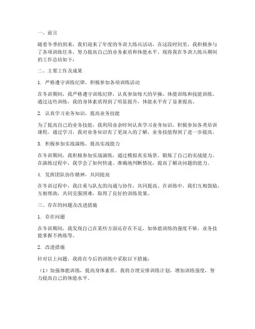 冬训大练兵个人工作总结