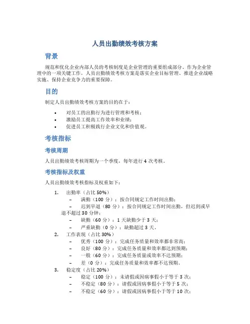 人员出勤绩效考核方案