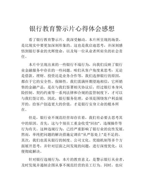 银行教育警示片心得体会感想