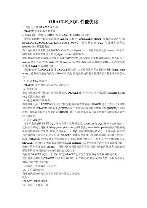 ORACLE_SQL性能优化