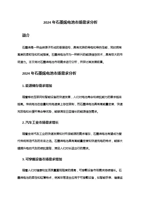 2024年石墨烯电池市场需求分析