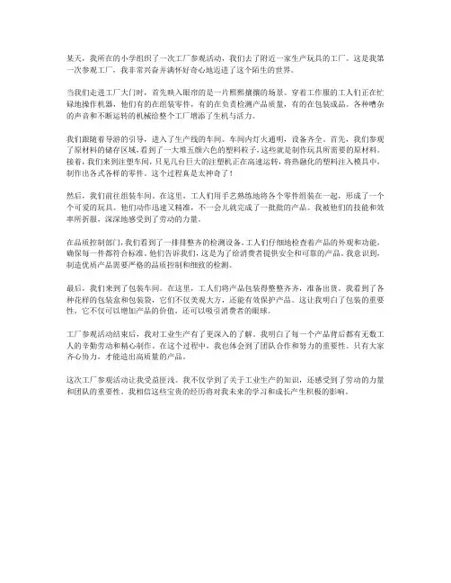 小学生参观工厂的见闻和体验