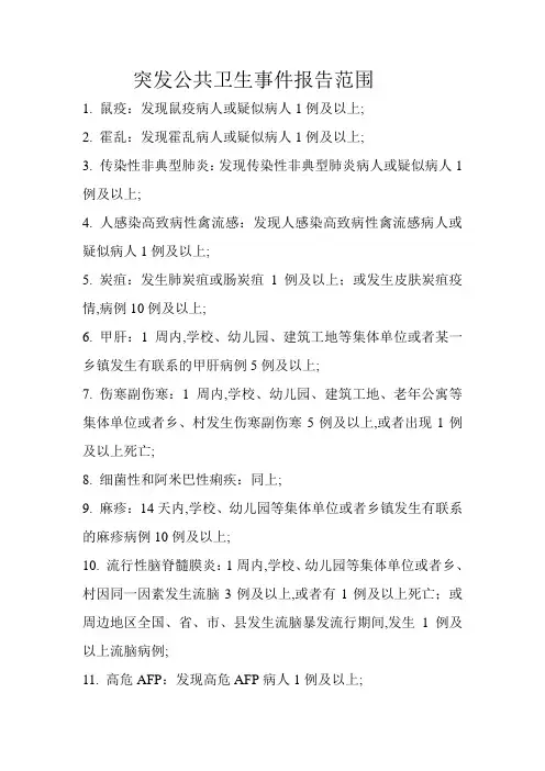 突发公共卫生事件报告范围