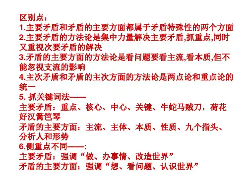 主要矛盾与矛盾主要方面区别