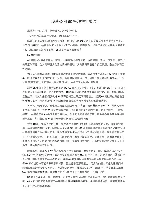 浅谈公司6S管理推行效果